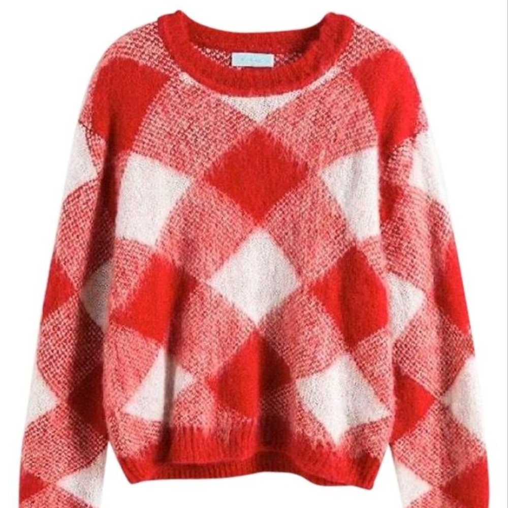 Sandro Sparks Red and White Sweater